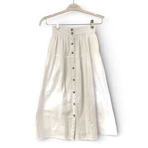 Sim and Sam White Button Front Midi Skirt XS Cottagecore Boho Farmhouse